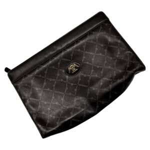 Longines Brown Leather Clutch Bag Vintage Logo Old Money